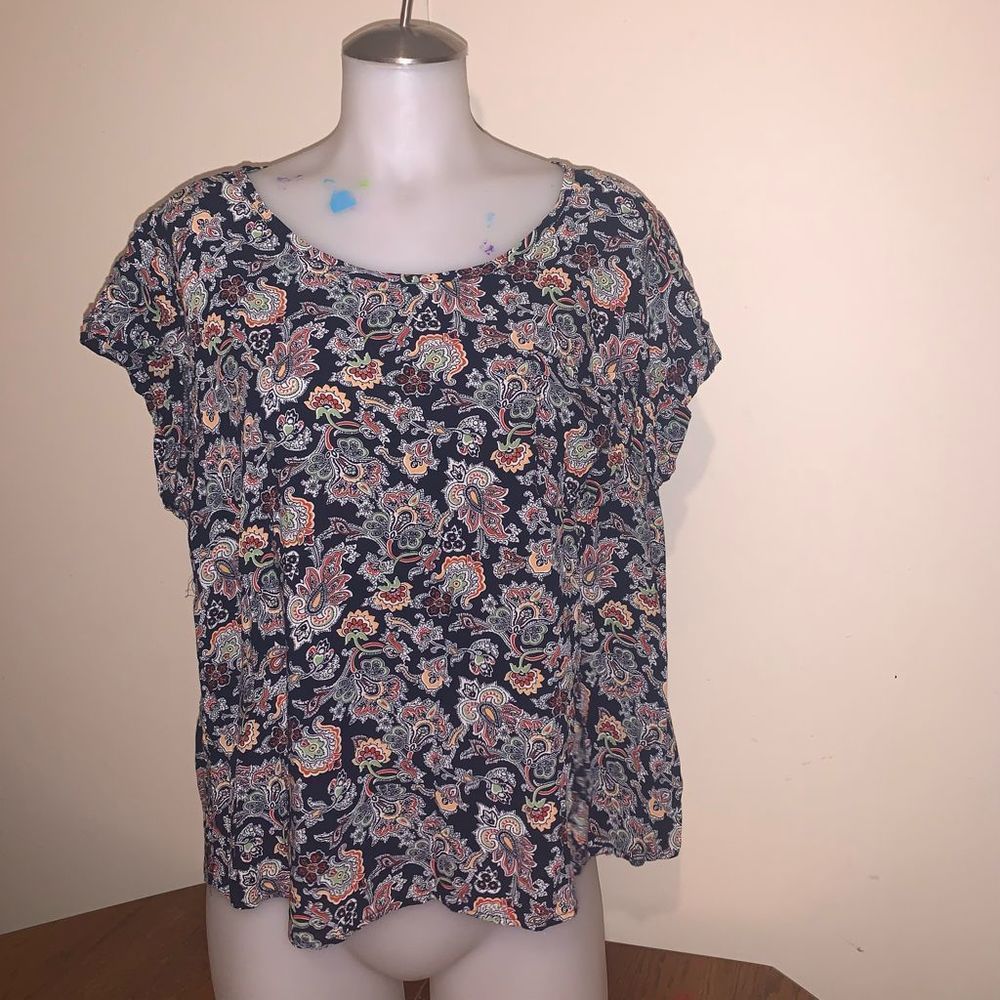 Lucy & Laurel Anthropologie Dark Blue Blouse, Size 1X